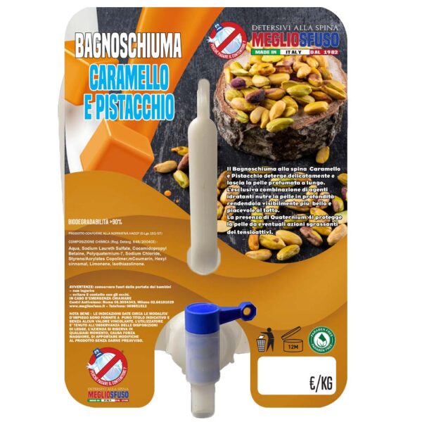 Tanica Bagnoschiuma Caramello e Pistacchio - Megliosfuso