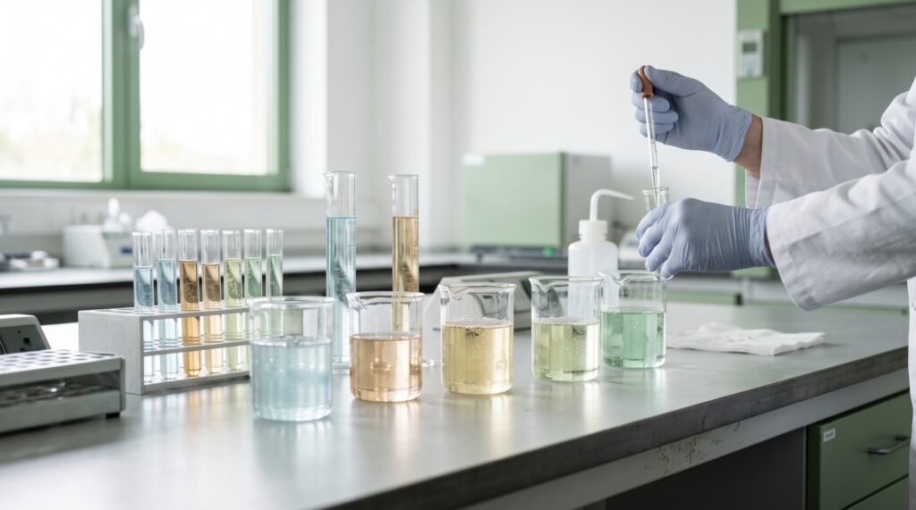Test di controllo qualità sui detersivi nel laboratorio Meglio Sfuso